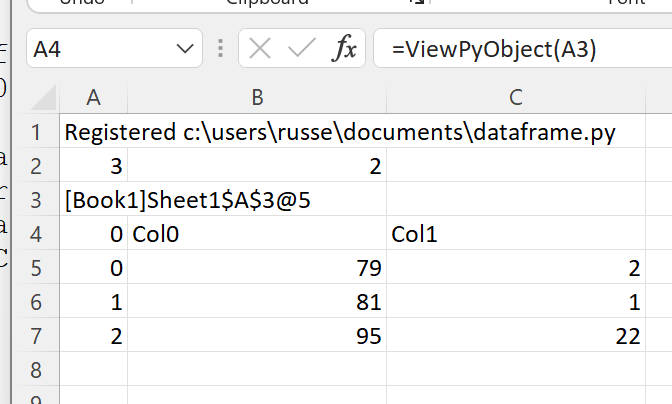 View a cached DataFrame in Excel
