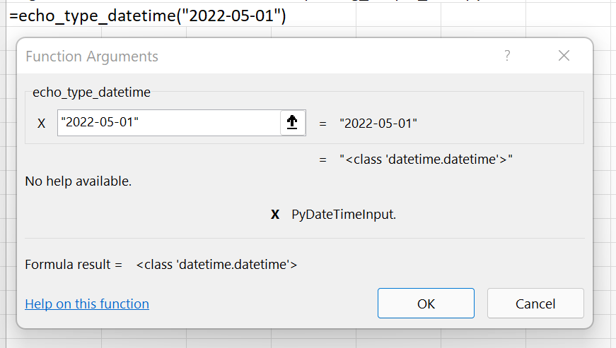 Echo datetime type in Excel