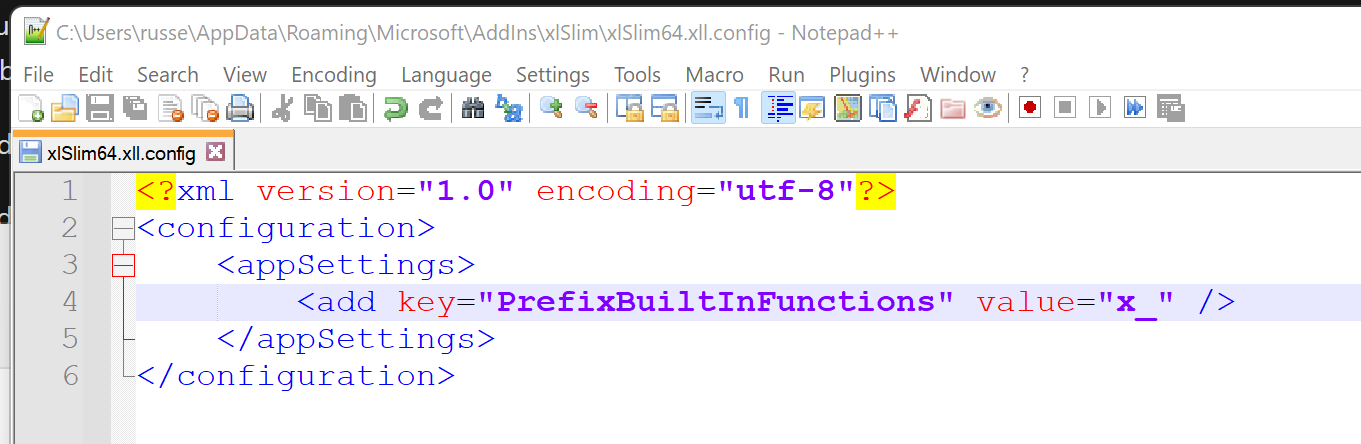 Prefix function names in config file