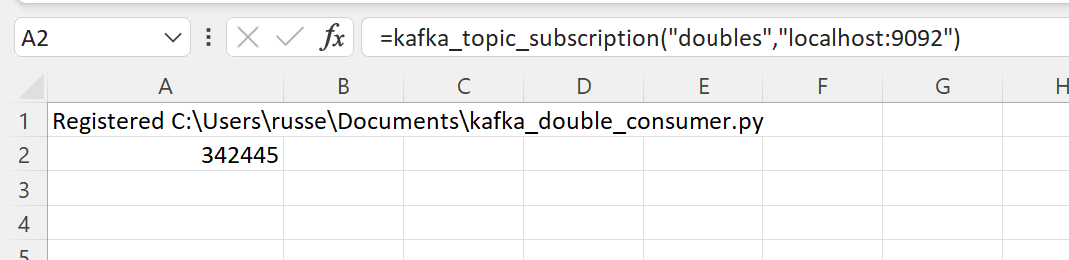 Receiving Kafka data in Excel