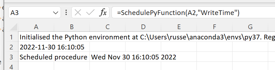 Scheduled Python function ran